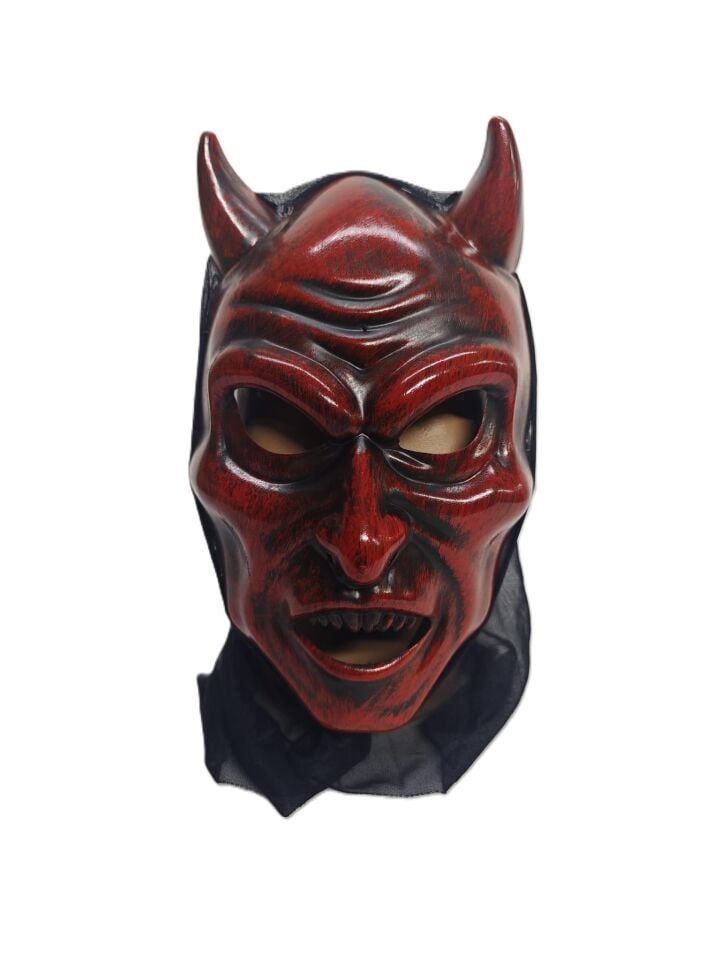 HALLOWEEN PLASTİK KIRMIZI ŞEYTAN MASKESİ
