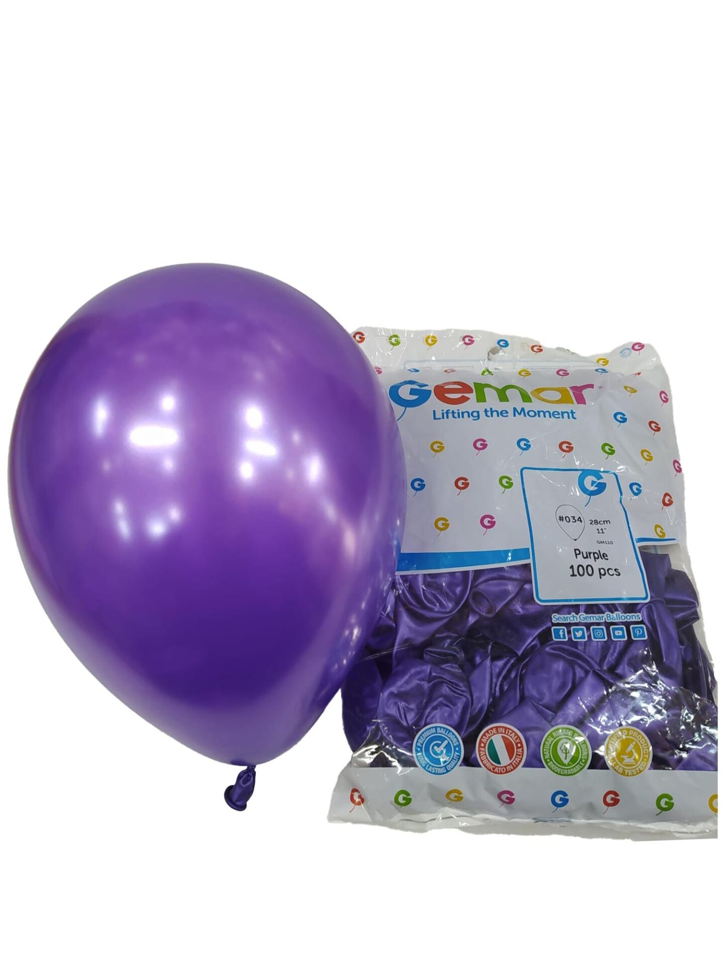 BALON METALİK GEMAR 100'LÜ MOR