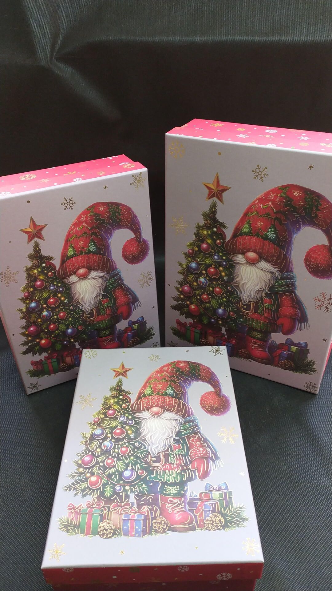 KUTU DİKDÖRTGEN 3 LÜ ÇAM AĞAÇLI NOEL CÜCE