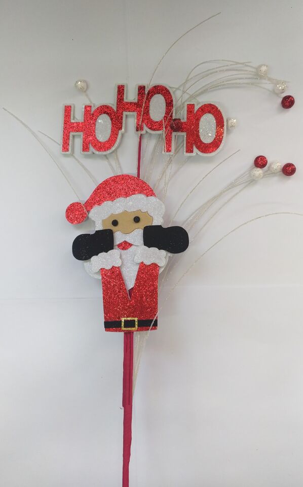 ÇUBUKLU HOHOHO NOEL BABA KIRMIZI BEYAZ TOPLU 70CM