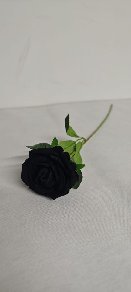YAPAY ÇİÇEK KADİFE  GÜL TEKLİ SİYAH