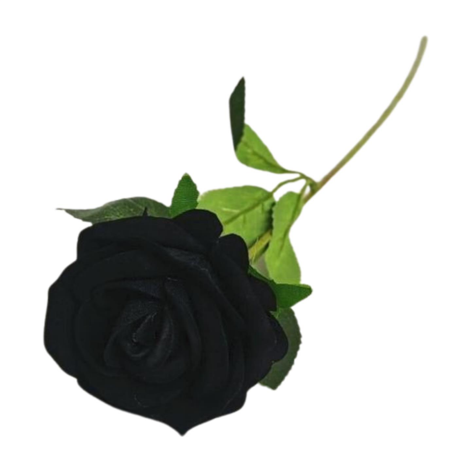 YAPAY ÇİÇEK KADİFE  GÜL TEKLİ SİYAH