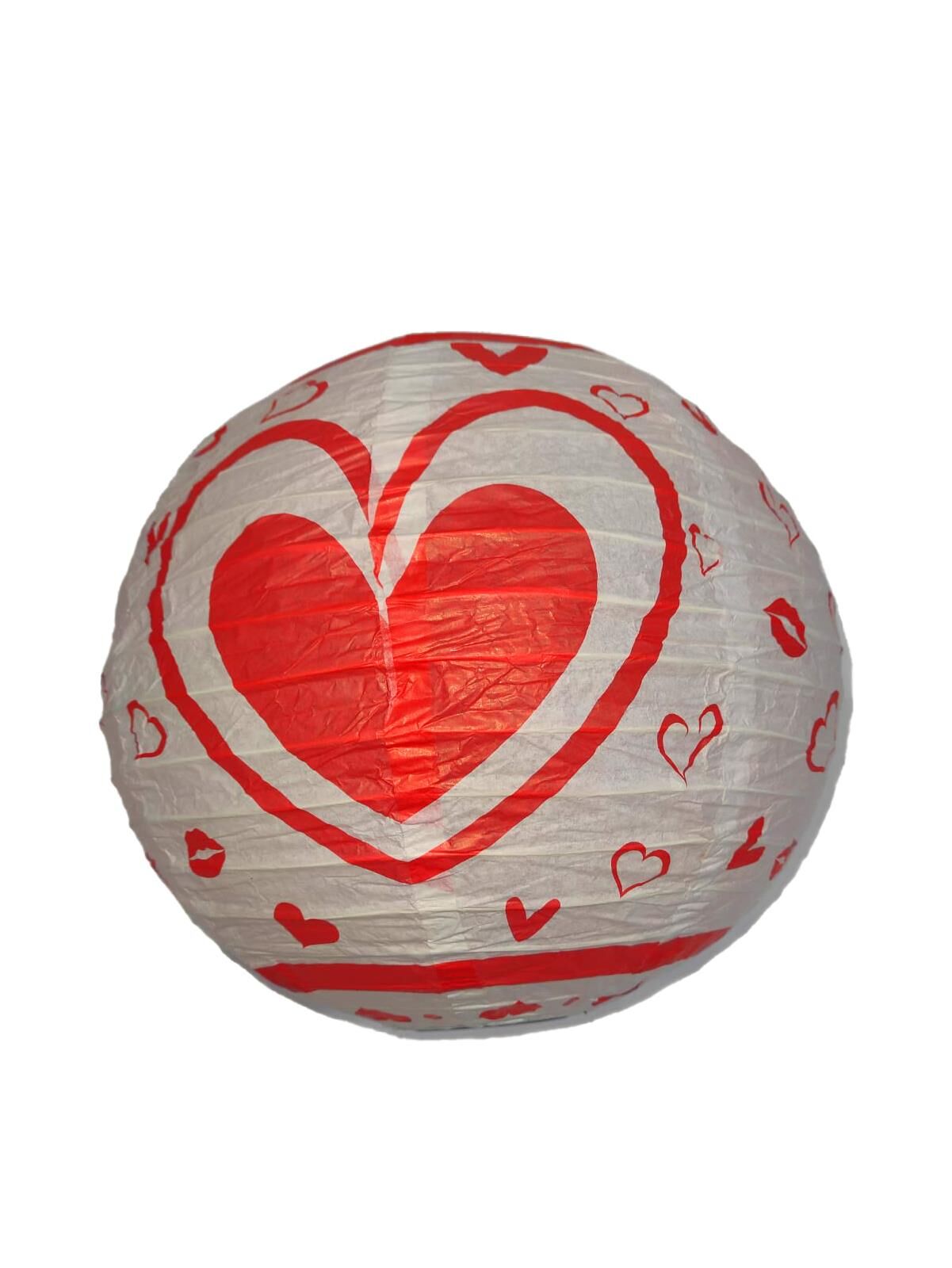 ÇİN FENERİ KAĞIT 30CM KALP DESENLİ BEYAZ