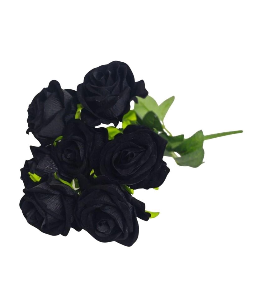 YAPAY ÇİÇEK KADİFE  GÜL SİYAH 7 Lİ DEMET