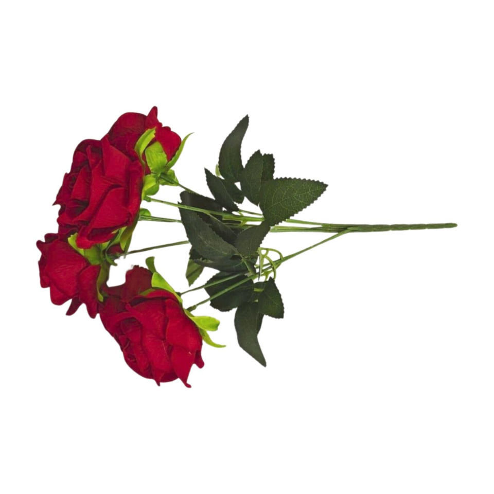 YAPAY ÇİÇEK KADİFE GÜL KIRMIZI 7 Lİ DEMET