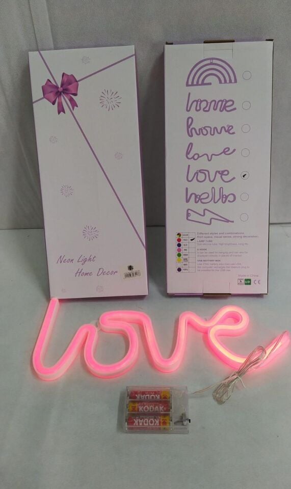 IŞIK PİLLİ LED EL YAZI LOVE 34*13 CM KIRMIZI