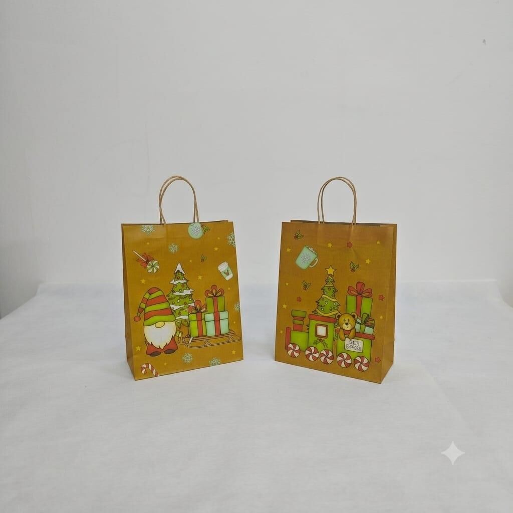 ÇANTA KRAFT BÜKÜM KARIŞIK YILBAŞI 15*21*8 cm 12 Lİ