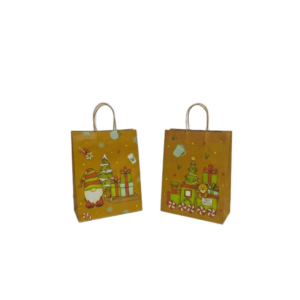 ÇANTA KRAFT BÜKÜM KARIŞIK YILBAŞI 15*21*8 cm 12 Lİ